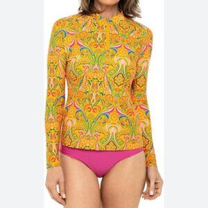 Coolibar Bal Harbour Long Sleeve Rash Guard Size XS Swimsuit Top UPF Crop Beach